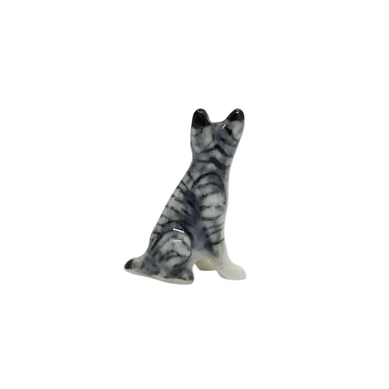WitnyStore Tiny 3" Long Brown White Tabby Shorthair Cat Lying On Side Figurine - Miniature Hand Made Painted Ceramic Cats Kitten Feline Animal Cute Porcelain Decorative Collectible Figures DÃ©cor Gifts - Image 5